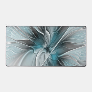Fractal Floral Moderne Abstrait Fleur Bleu Gris
