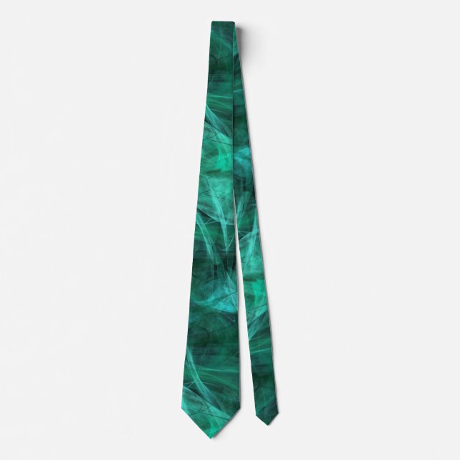 Fractal Green Swirls Abstrait Mens Cravate (Devant)