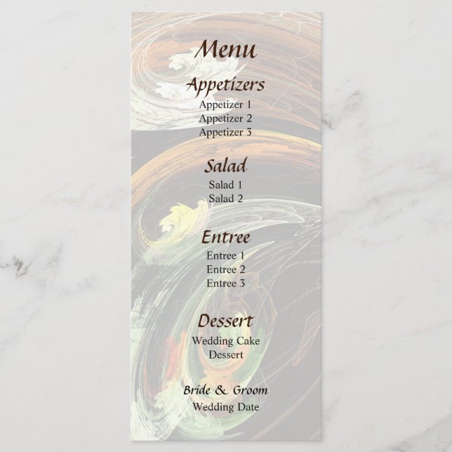 Fractal - Menu de mariage Vent de feuilles d'autom (Devant)