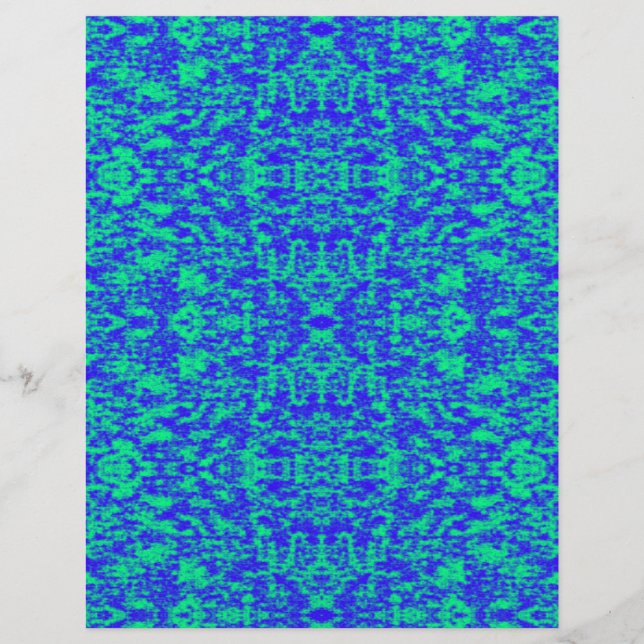 Fractale Abstraite En Bleu Et Vert (Devant)
