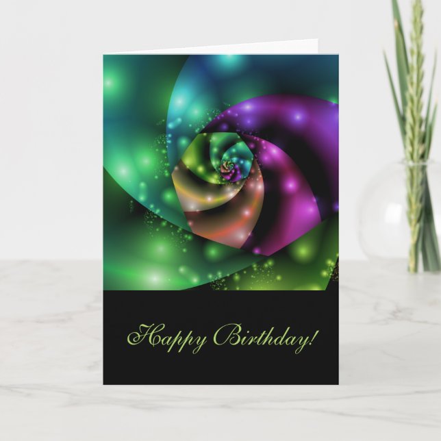 Fractale rose cosmique - carte d'anniversaire (Devant)