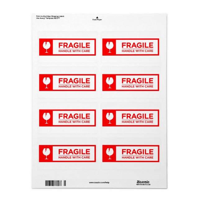 Fragile Stickers Handle with Care (Feuille entière)