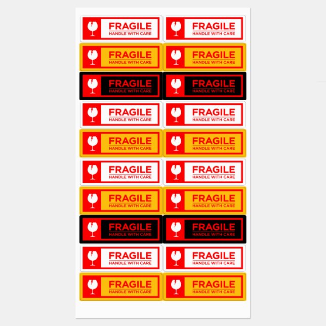 Fragile Stickers Handle with Care (Feuille)
