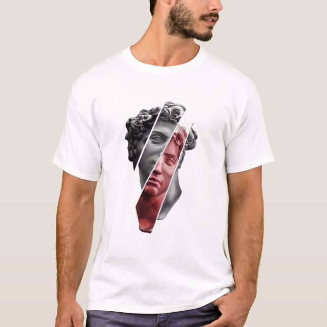 Fragmenté Portrait T-shirt – Esthétique Abstraite  (Devant)