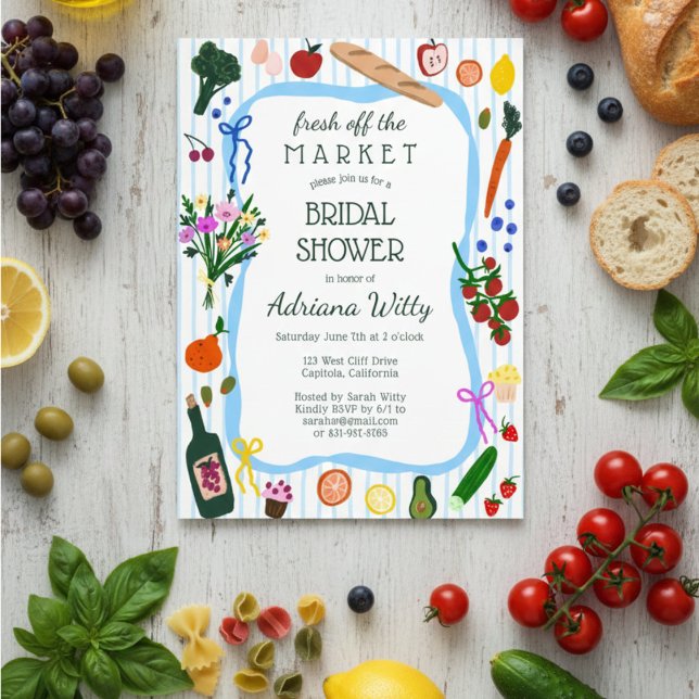 FRAÎCHEMENT ARRIVÉ SUR LE MARCHÉ Douce Invitation  (FRESH OFF THE MARKET Cute Custom Bridal Shower Invitation
)