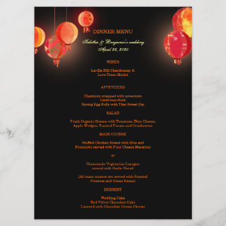 Fraichement Rouge Lanternes Mariage Menu Dîner
