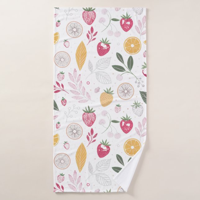 Fraîcheur de Citron et de Fraise – Dessin Botaniqu (Serviette de bain)