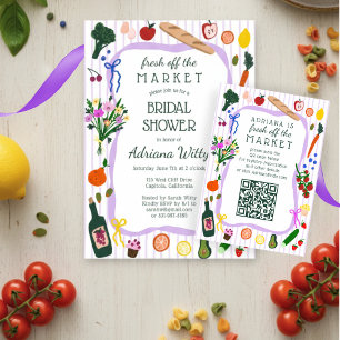 Frais du marché Carte d'invitation de douche de ma