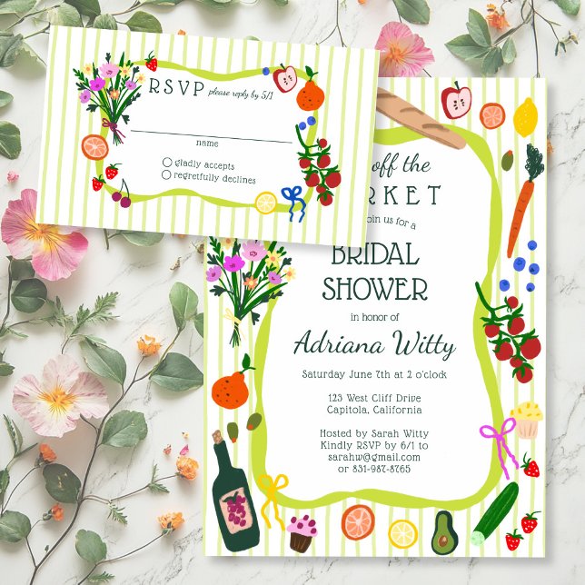 Frais du marché Réponse à une invitation de douche (FRESH OFF THE MARKET Bridal Shower Reply RSVP Enclosure Card
)
