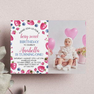 Fraise 1er anniversaire Invitation Berry Sweet
