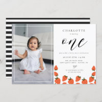 Fraise 1er anniversaire Invitation photo