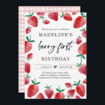 fraise 1er anniversaire Invitation premier Berry S<br><div class="desc">♥ Une invitation amusante pour votre fête d'anniversaire ! Thème fraise. ► PERSONNALISEZ facilement ce design avec vos détails! ← Si vous avez besoin de coordonner les articles de MATCHING, veuillez consulter notre collection ou notre boutique correspondante. Vous avez des questions sur nos designs ou si vous ne trouvez pas...</div>