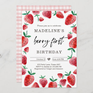 fraise 1er anniversaire Invitation premier Berry S