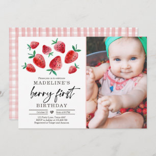 fraise 1er anniversaire Invitation premier Berry S