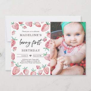 fraise 1er anniversaire Invitation premier Berry S