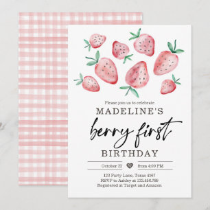 fraise 1er anniversaire Invitation premier Berry S