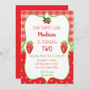 Fraise Anniversaire Invitation Berry Sweet Party