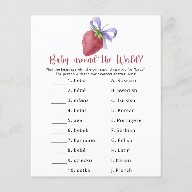 Fraise - Bébé autour du monde jeu (Devant)