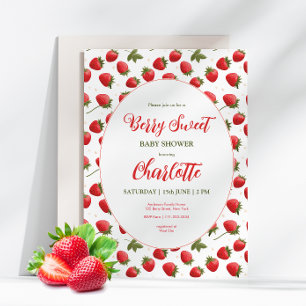 Fraise Berry Baby shower doux Invitation