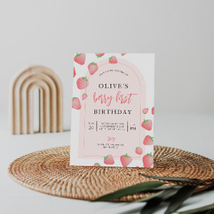 Fraise Berry First Boho Invitation Anniversaire