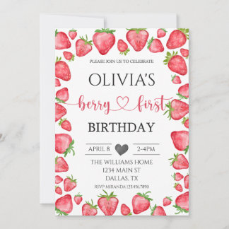 Fraise Berry Invitation d'un premier anniversaire