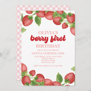 Fraise Berry Invitation d'un premier anniversaire