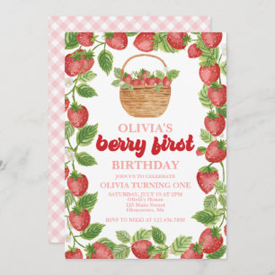 Fraise Berry Invitation d'un premier anniversaire