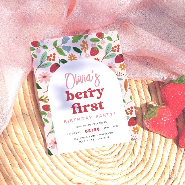 Fraise Berry Premier budget Anniversaire (Card Front Mock-up)