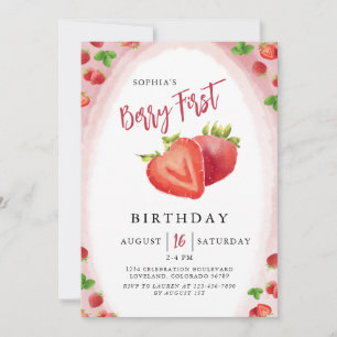 Fraise Berry Première Invitation fille anniversair