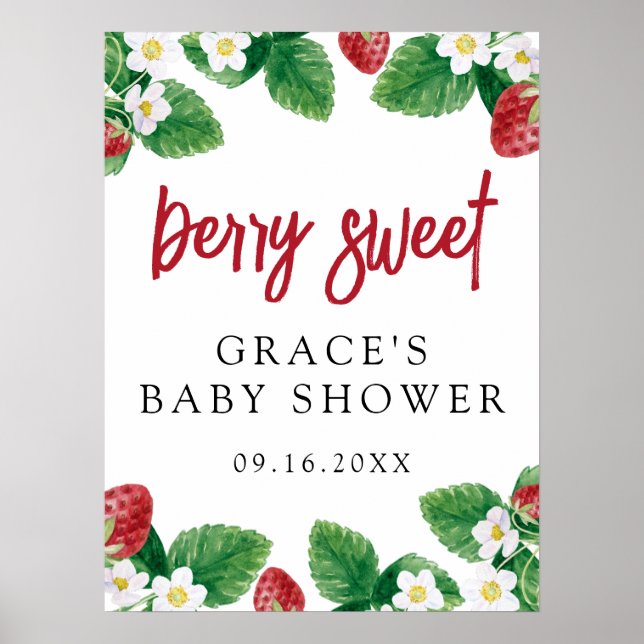 Fraise Berry Sweet Baby shower Affiche de bienvenu (Devant)