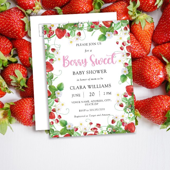 Fraise Berry Sweet Baby shower Budget Carte postal (Créateur téléchargé)