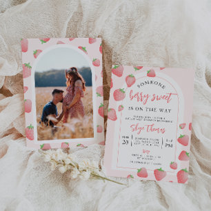 Fraise Berry Sweet Boho Baby shower Invitation