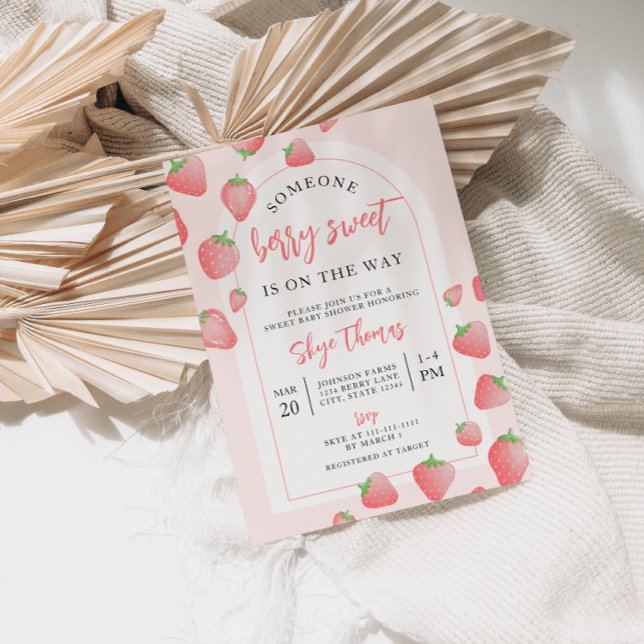 Fraise Berry Sweet Boho Baby shower Invitation (Créateur téléchargé)