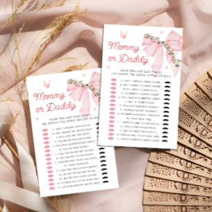 Fraise Bow maman ou papa Baby shower jeu