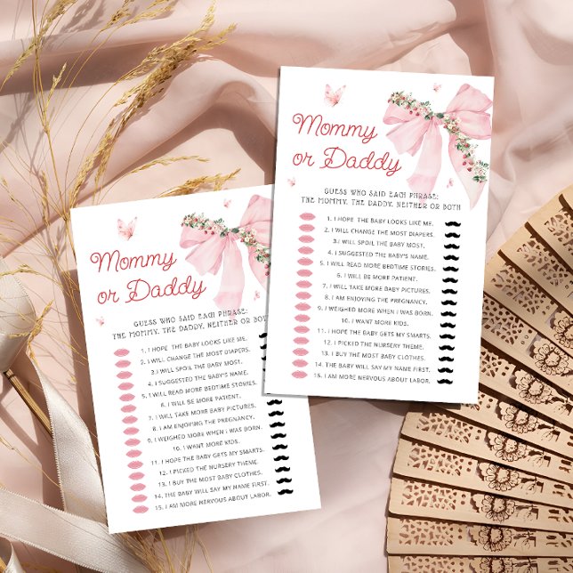 Fraise Bow maman ou papa Baby shower jeu (Créateur téléchargé)