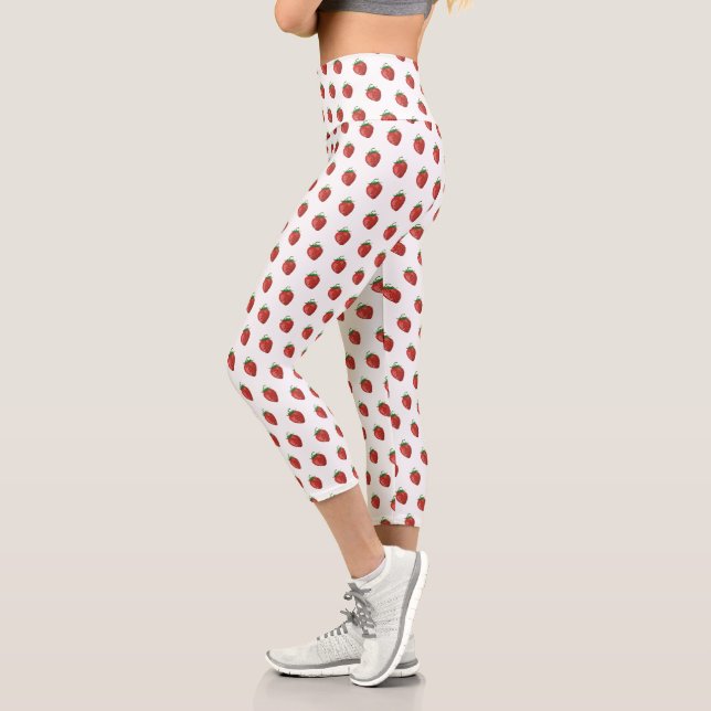 Fraise | Capri Leggings | Blanc (Gauche)