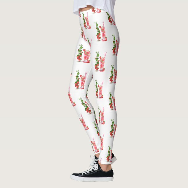 Fraise Cool Boisson Partie Drôle Leggings (Gauche)