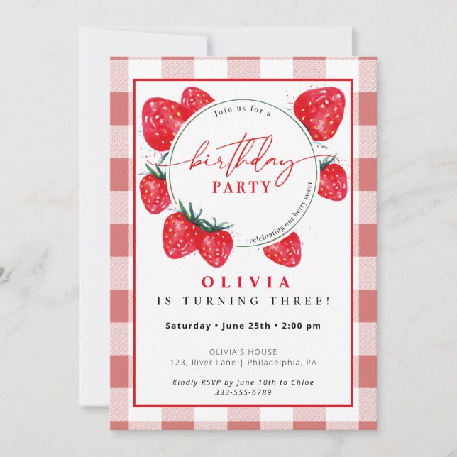 Fraise Enfant's Birthday Spring Summer Invitation (Devant)