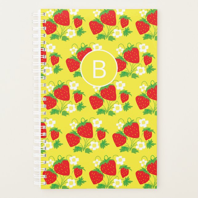 Fraise et Fleur Motif Jaune Monogrammé (Devant)