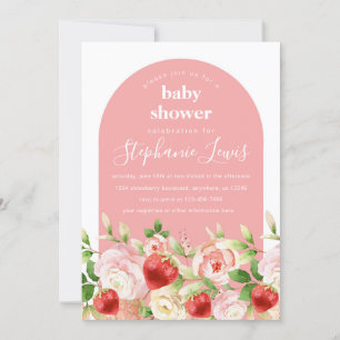 Fraise et fleurs Invitation Baby shower fille