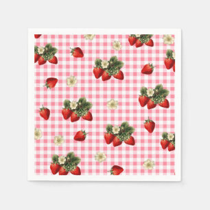 Fraise et rouge en vichy serviettes en papier mign