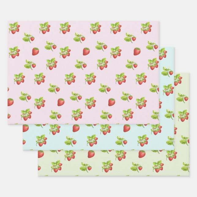 Fraise, feuilles et fleurs de fraisier  (Lot)