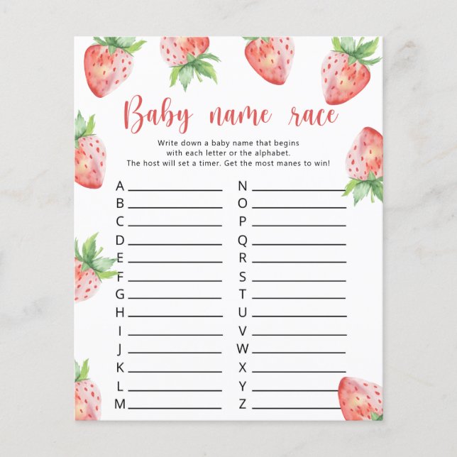 Fraise - Jeu de course de nom de bébé (Devant)