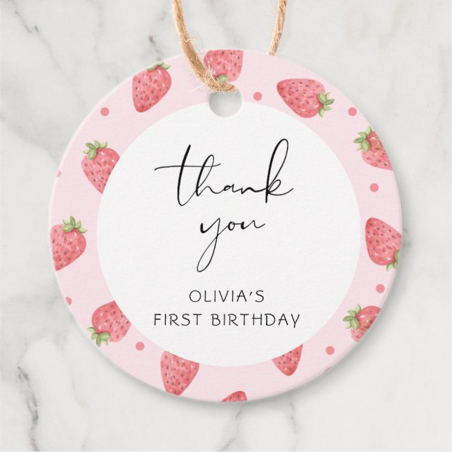 Fraise Merci Berry Favoriser les étiquettes cadeau (Devant)