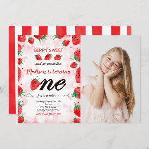 Fraise modifiable Anniversaire Photo Invitation