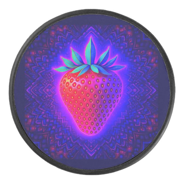 Fraise néon au look de palet de hockey (Devant)