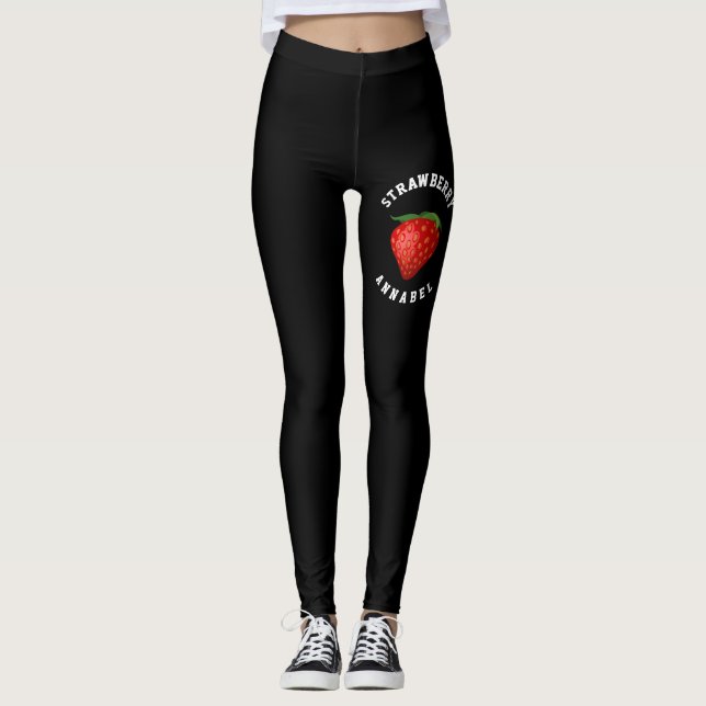 Fraise Nom de la fille Black Sport Leggings (Devant)
