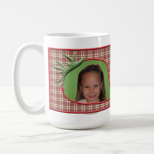 Fraise Plaid Photo Mug personnalisable (Gauche)