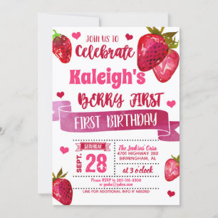 Fraise Premier Anniversaire (All Pink) Invitation