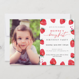 Fraise Premier anniversaire Invitation photo